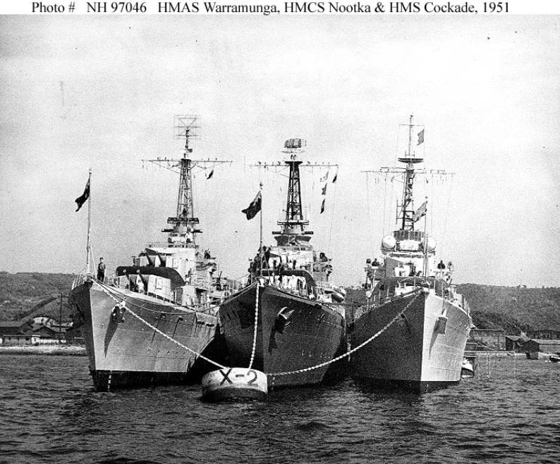 HMCS Nootka DDE-213 R-96 HMAS Warramunga HMC Cockade