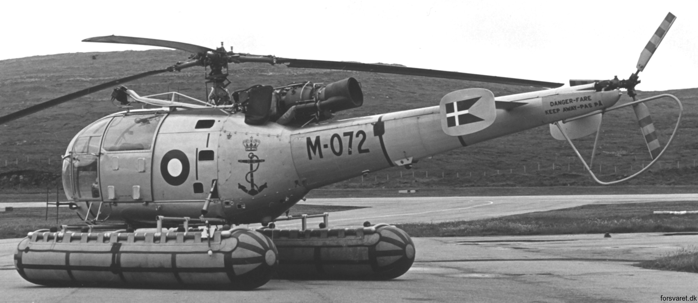 sa 316b alouette iii helicopter royal danish navy søværnet kongelige danske marine sud aviation m-072 08
