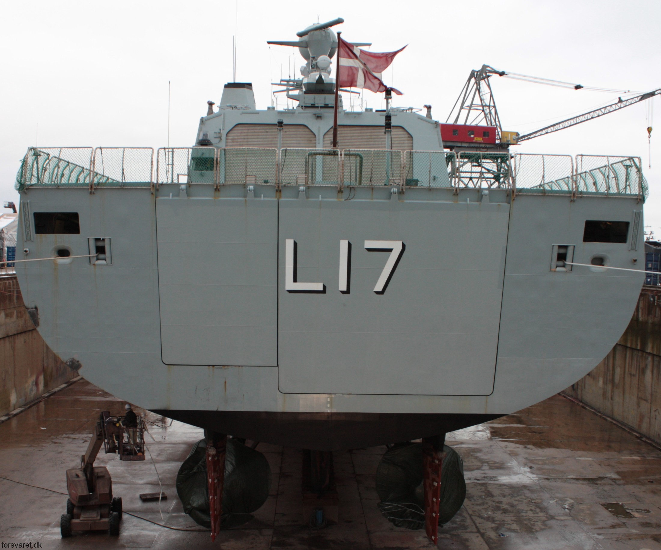 f-342 hdms esbern snare l-17 frigate command support ship royal danish navy 17 dry dock
