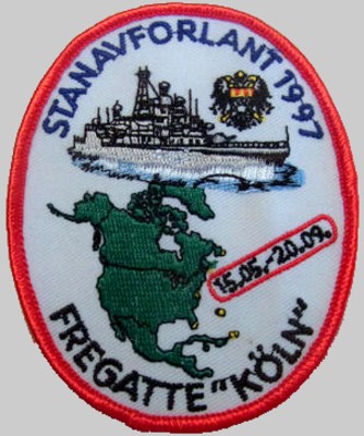 f-211 fgs koln köln cruise patch insignia crest type 122 bremen class frigate german navy 04 stanavforlant nato