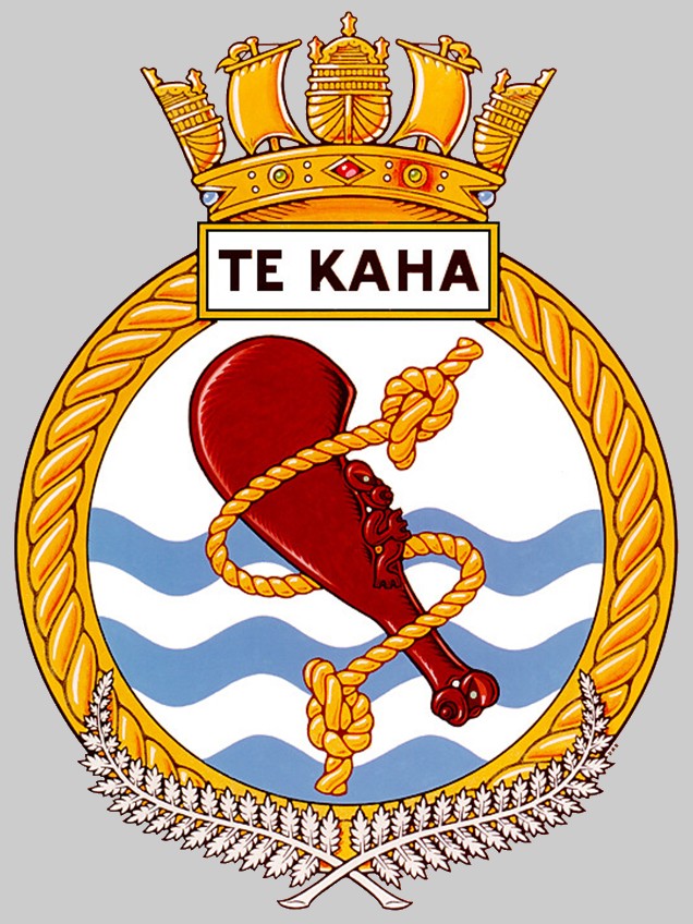f-77 hmnzs te kaha insignia crest patch badge anzac class frigate royal new zealand navy