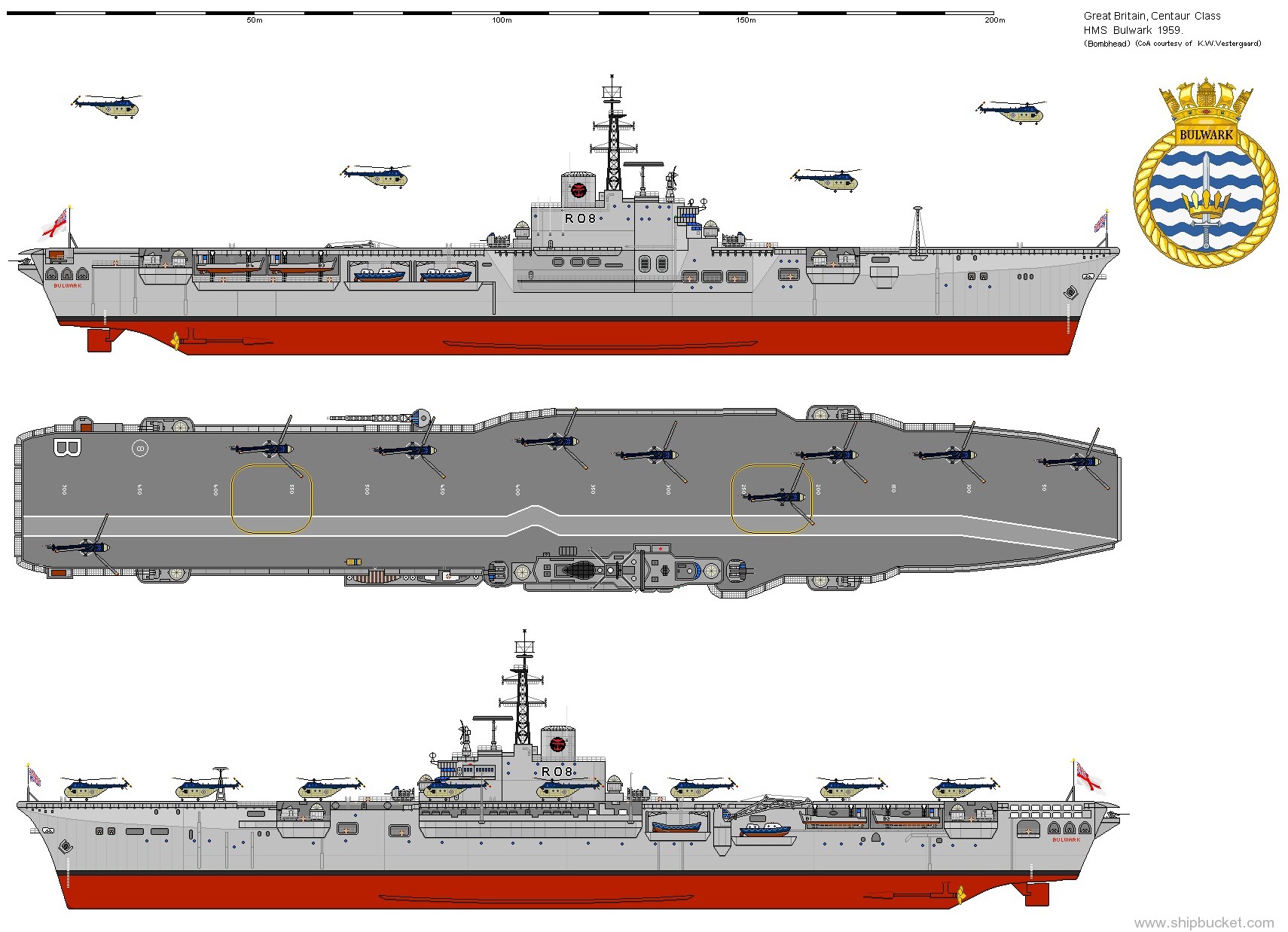 r-08 hms bulwark centaur class aircraft carrier royal navy 02 drawing