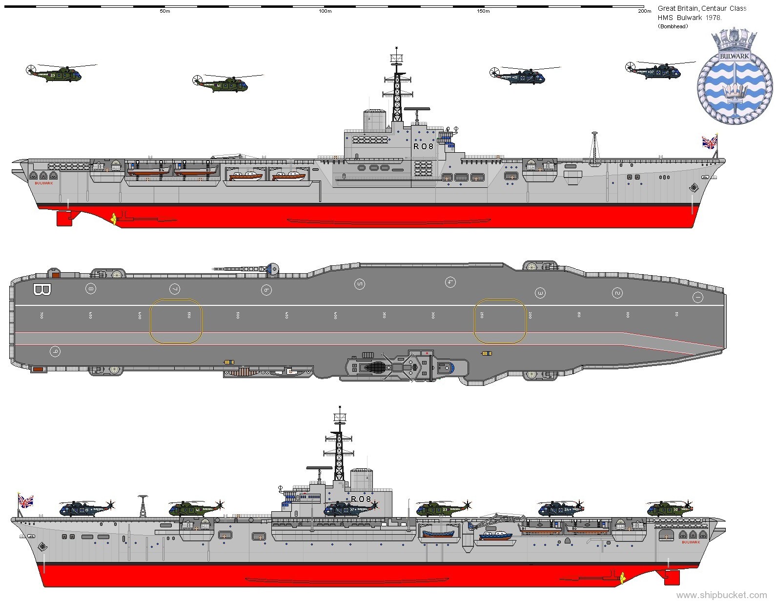 r-08 hms bulwark centaur class aircraft carrier royal navy harland wolff 03