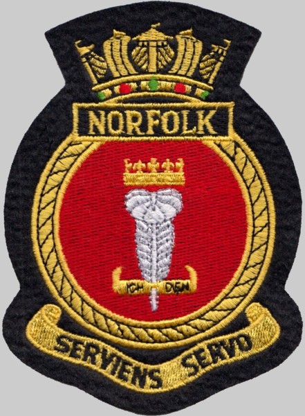 f-230 hms norfolk insignia crest patch badge type 23 duke class guided missile frigate ffg royal navy 02p