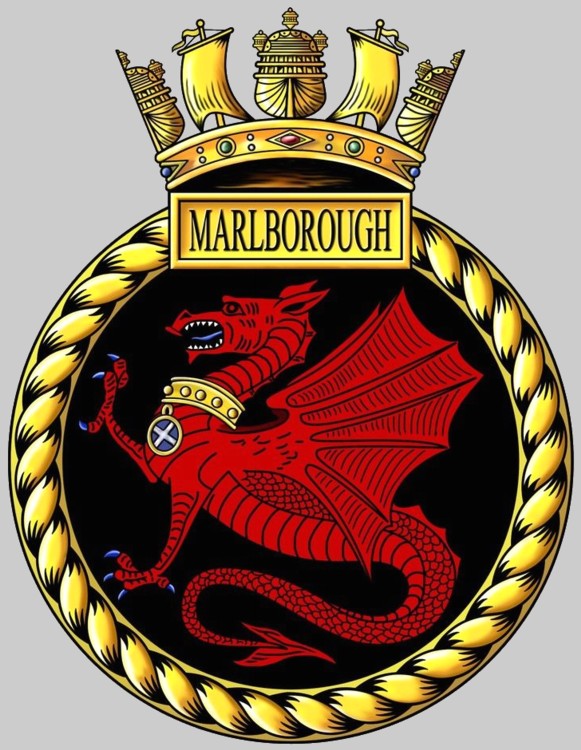 f-233 hms marlborough insignia crest patch type 23 duke class guided missile frigate royal navy 02x