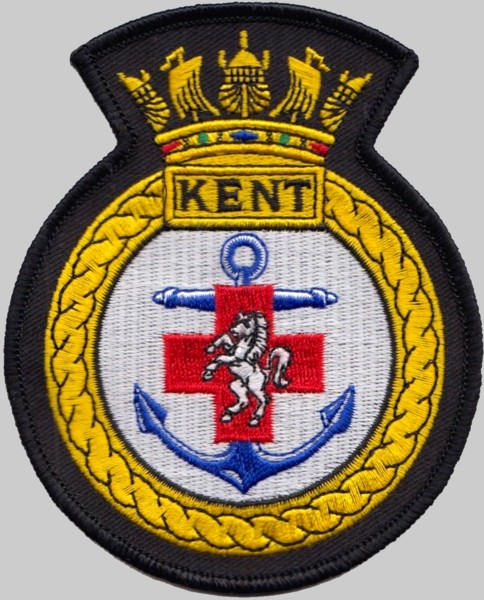 f-78 hms kent insignia crest patch badge type 23 duke class guided missile frigate ffg royal navy 02p