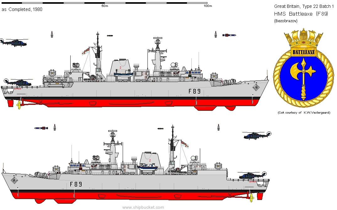 f 89 hms battleaxe type 22 broadsword class frigate