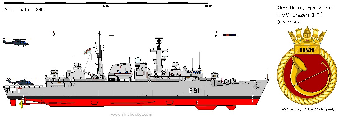 f 91 hms brazen type 22 frigate