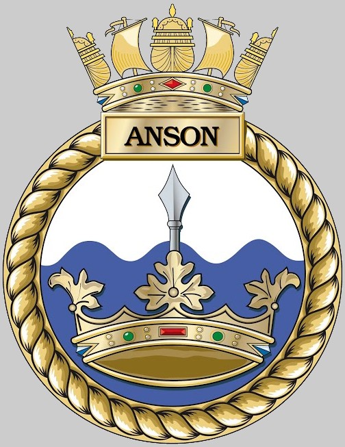 s123 hms anson insignia crest patch badge astute class attack submarine ssn royal navy 04x