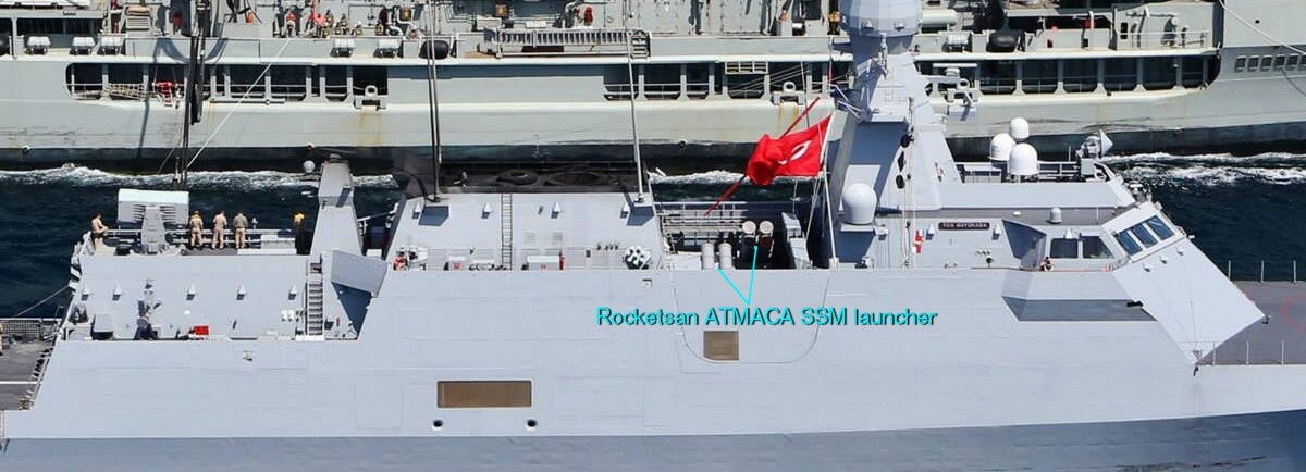 ada class corvette milgem turkish navy türk deniz kuvvetleri armament rocketsan atmaca ssm missile launcher