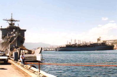 USS Carter Hall LSD 50 - Dock Landing Ship - USS Emory S. Land AS-39 - Submarine Tender - Rijeka, Croatia - 2001