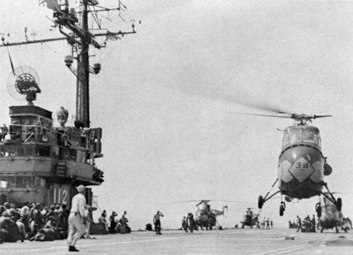 hmr-262 flying tigers sikorsky hrs marine helicopter transport squadron usmc cve-112 uss siboney 1956