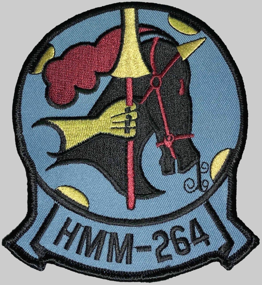 hmm-264 black knights insignia crest patch badge ch-46e sea knight marine medium helicopter squadron usmc 03p