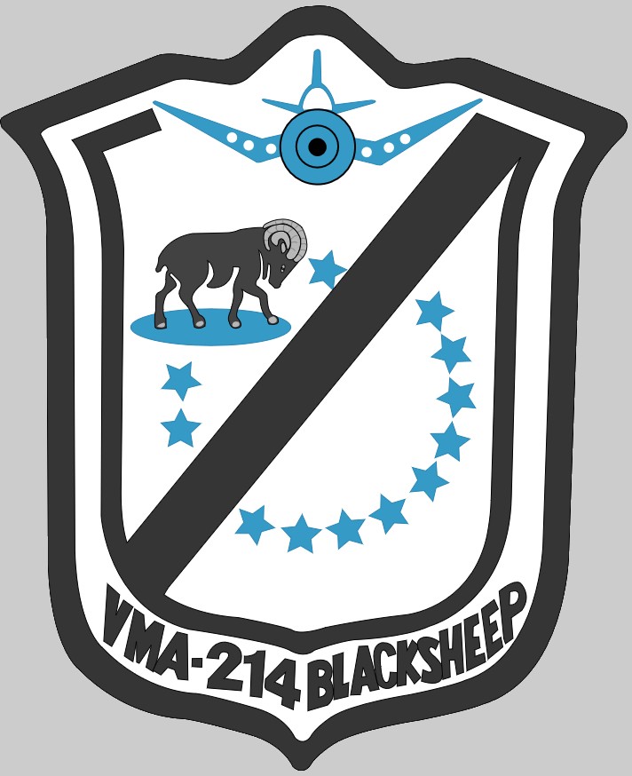 vma-214 blacksheep insignia crest patch badge marine attack squadron