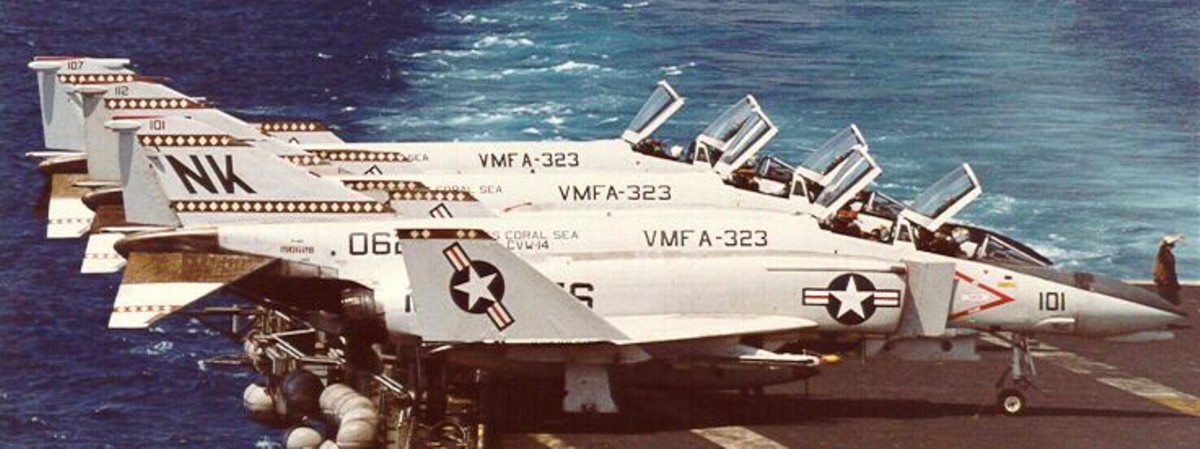 vmfa-323 death rattlers marine fighter attack squadron f-4n phantom ii 185 cvw-14 uss coral sea cv-43
