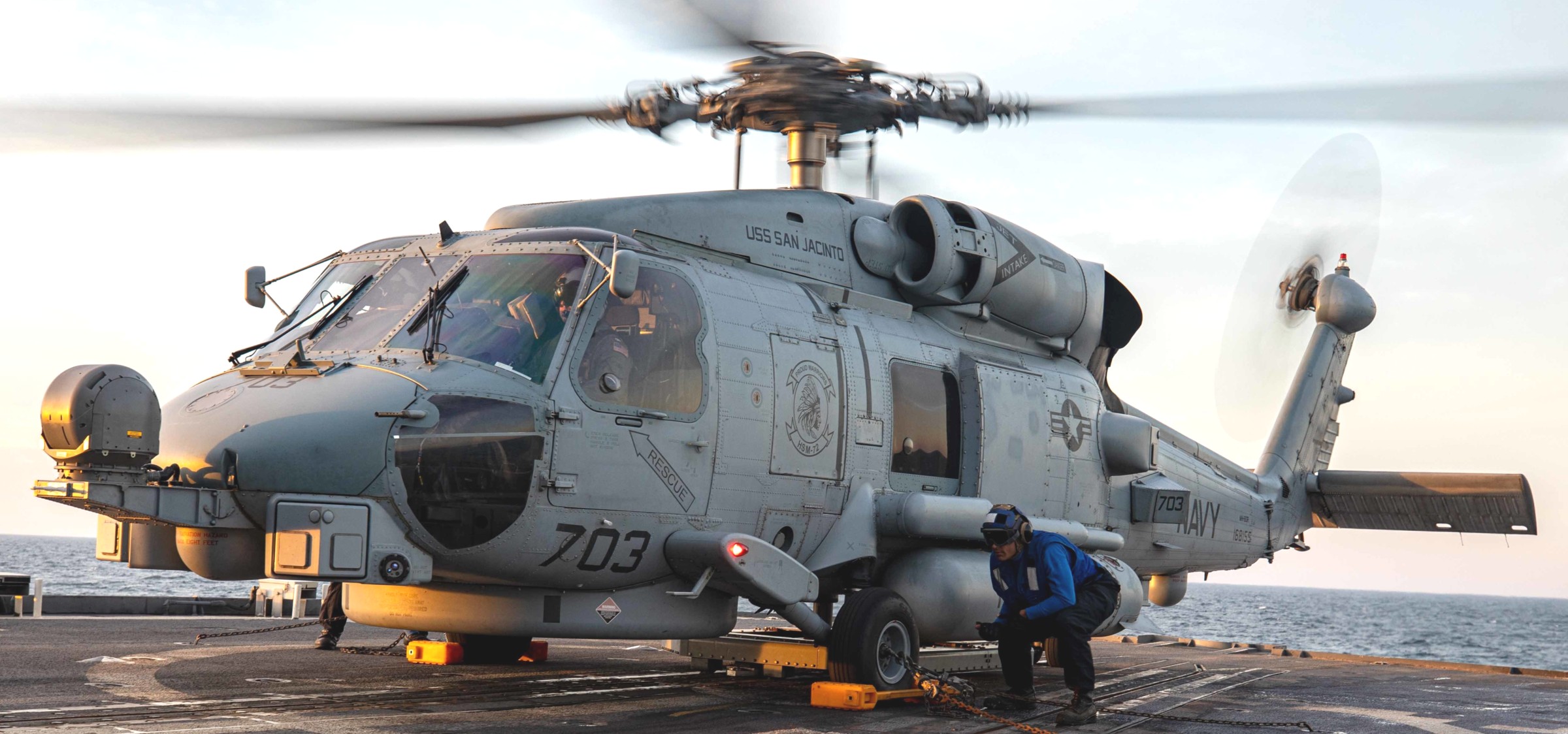 hsm-72 proud warriors helicopter maritime strike squadron mh-60r seahawk carrier air wing cvw-1 cg-56 uss san jacinto 55