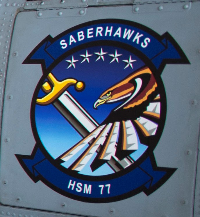 hsm-77 saberhawks insignia crest patch badge helicopter maritime strike squadron mh-60r seahawk 04c