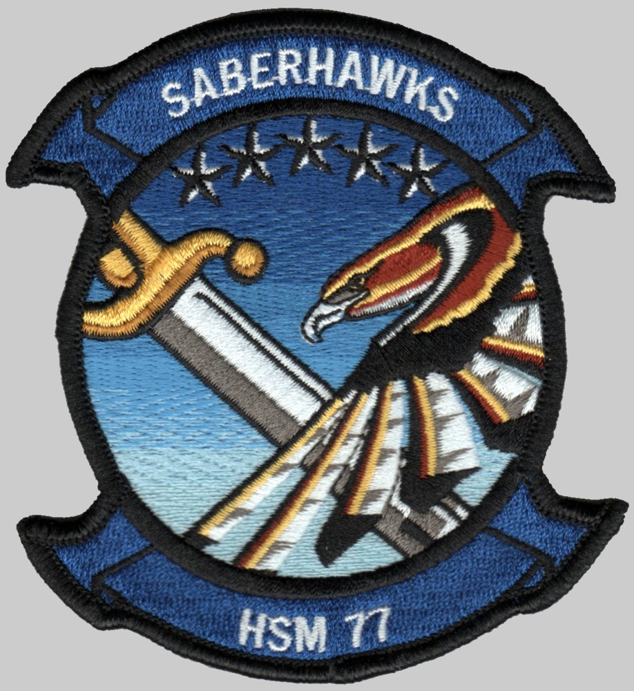 hsm-77 saberhawks insignia crest patch badge helicopter maritime strike squadron mh-60r seahawk 02p