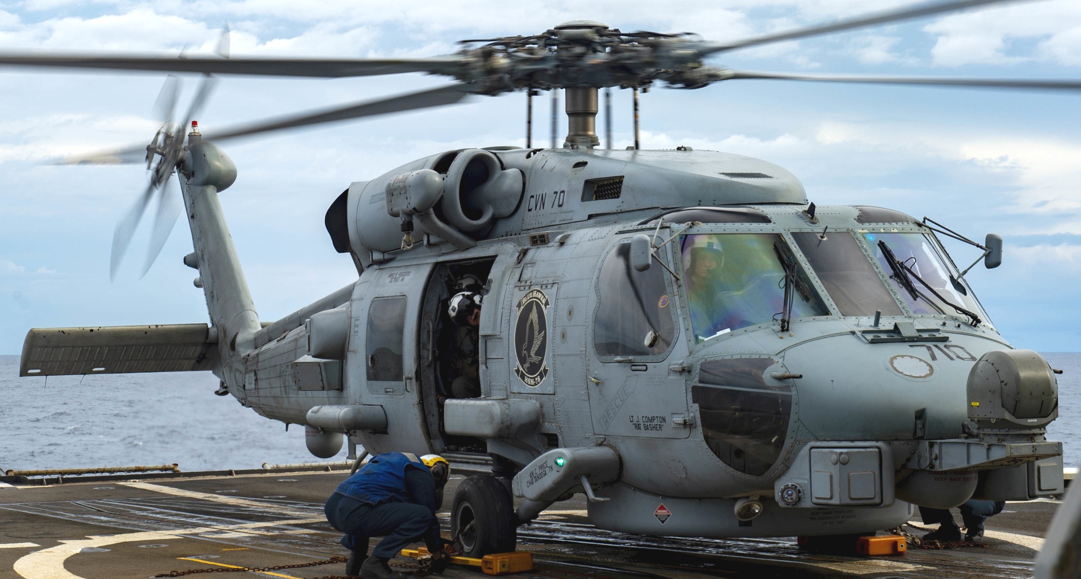 hsm-78 blue hawks helicopter maritime strike squadron mh-60r seahawk us navy cg-57 uss lake champlain 2021 65