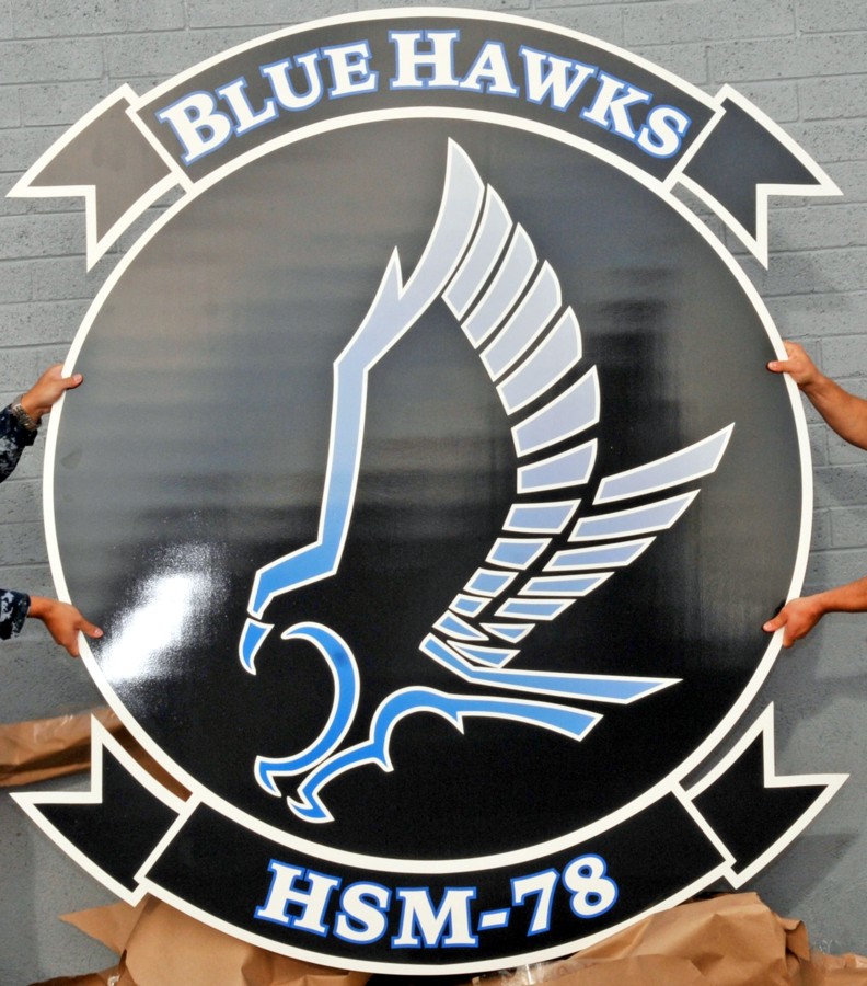 hsm-78 blue hawks insignia crest patch badge helicopter maritime strike squadron mh-60r seahawk us navy 03c