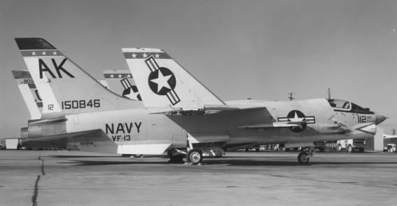 vf-13 nightcappers fighter squadron fitron f-8 crusader carrier air wing