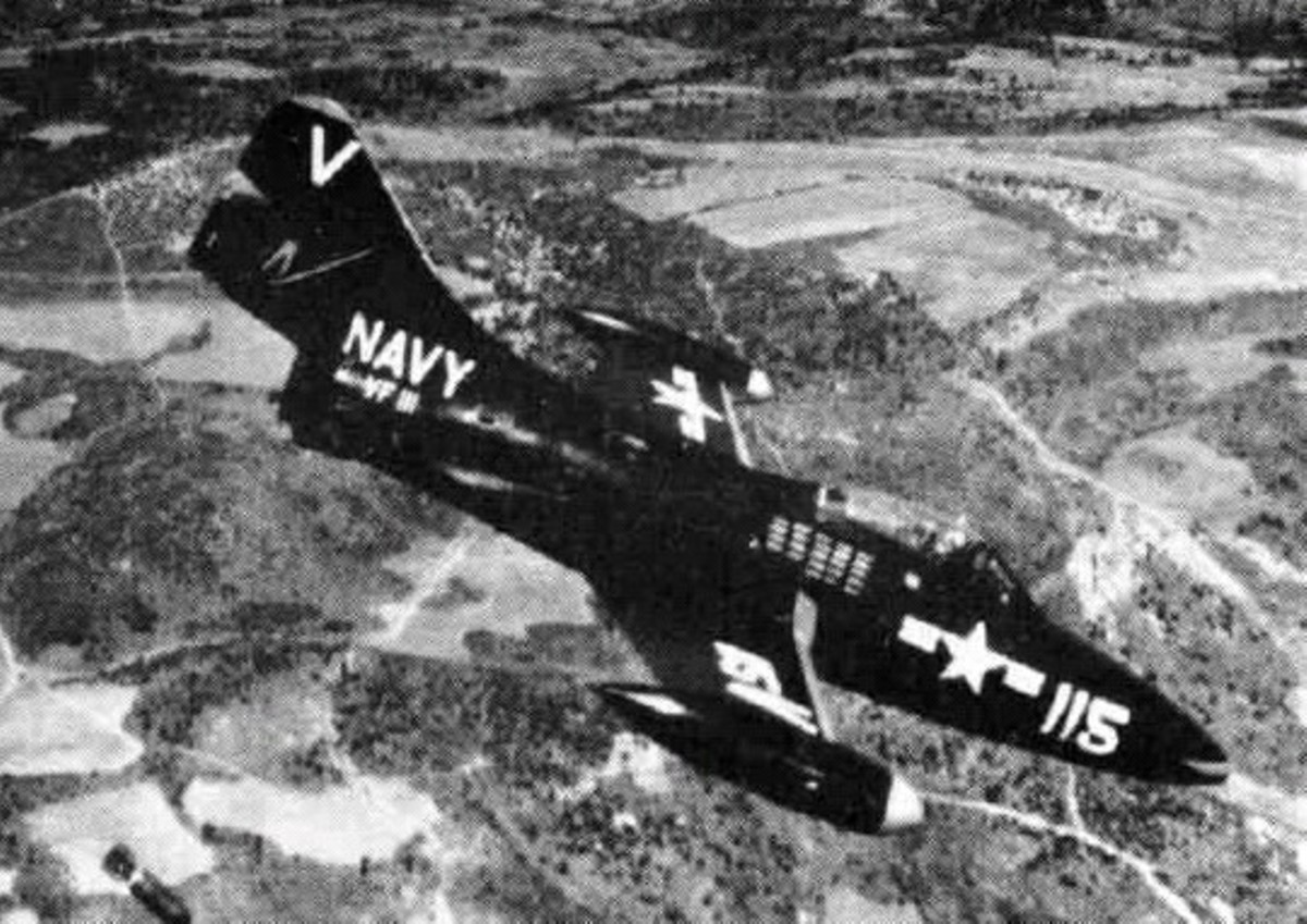 vf-111 sundowners fighter squadron us navy f9f-2 panther atg-1 uss valley forge cv-45 104