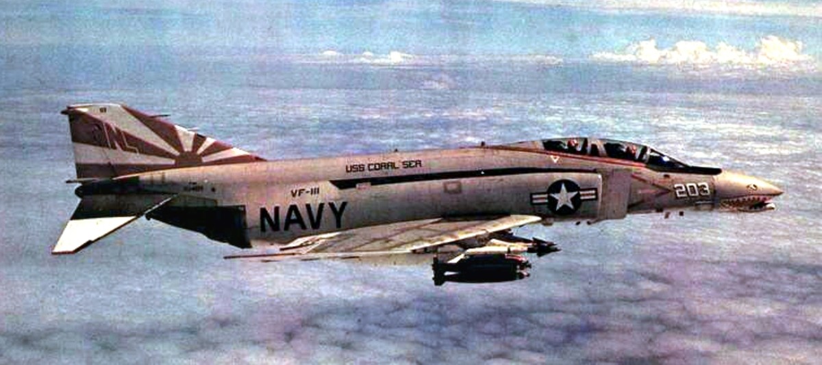vf-111 sundowners fighter squadron f-4b phantom ii cvw-15 uss coral sea cv-43 us navy 43