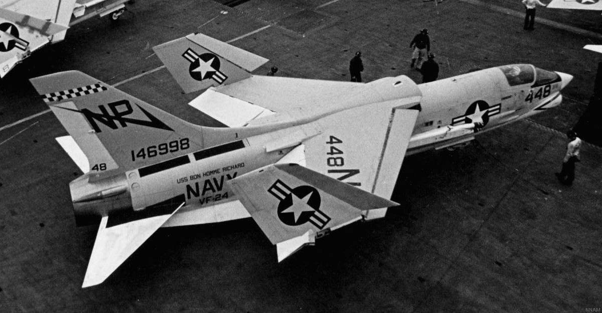 vf-24 red checkertails fighter squadron navy f-8c crusader carrier air wing cvw-21 uss bon homme richard cva-31