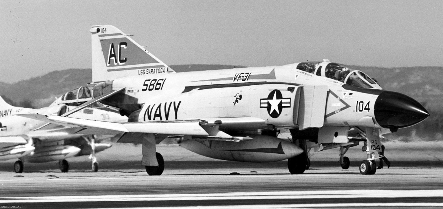 vf-31 tomcatters fighter squadron navy f-4j phantom ii cvw-3 uss saratoga cv-60 176