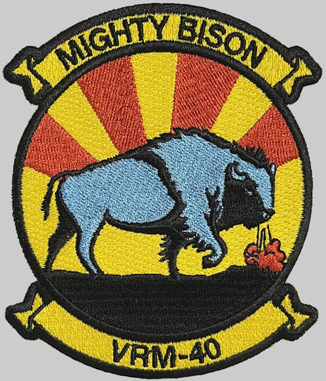 vrm-40 mighty bison insignia crest patch badge fleet logistics multi mission squadron us navy 02p