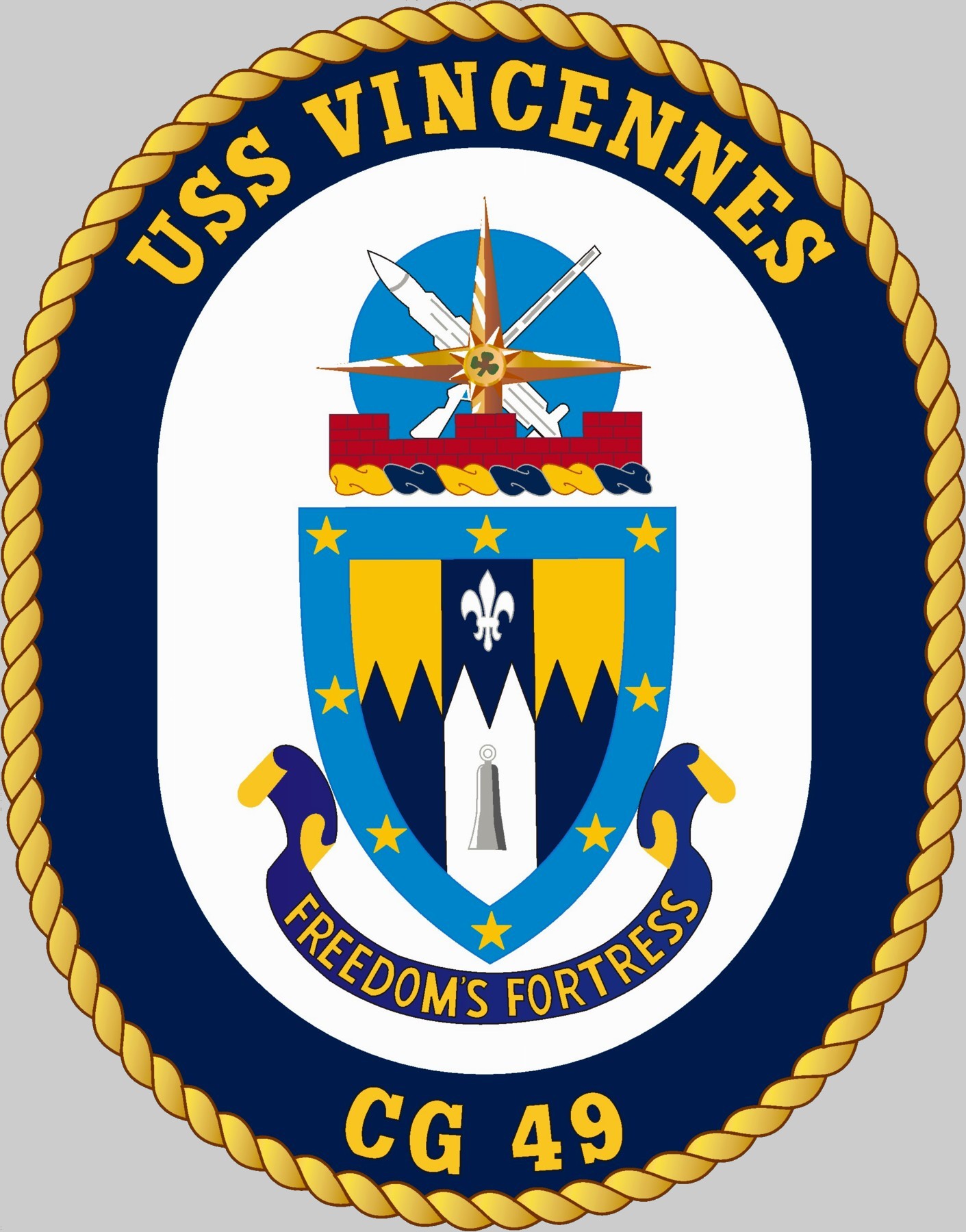 cg-49 uss vincennes insignia crest patch badge ticonderoga class guided missile cruiser aegis us navy 02x