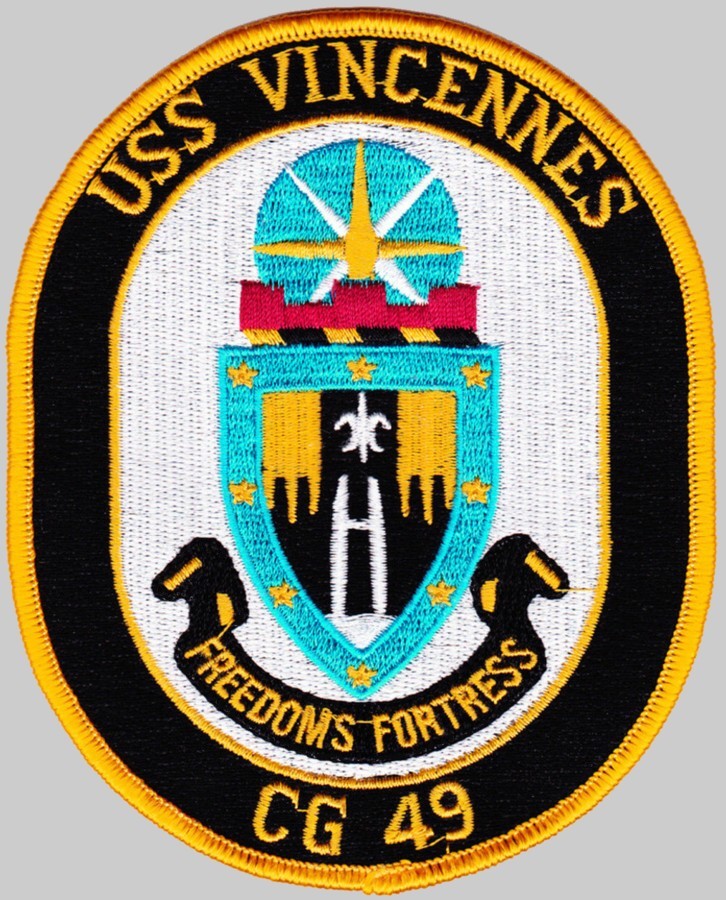 cg-49 uss vincennes insignia crest patch badge ticonderoga class guided missile cruiser aegis us navy 02p