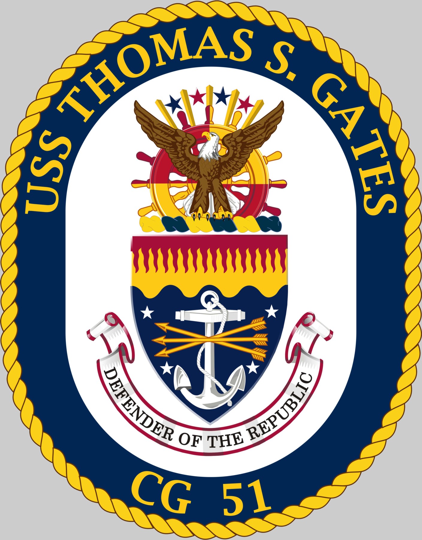 cg-51 uss thomas s. gates insignia crest patch badge ticonderoga class guided missile cruiser us navy 02x