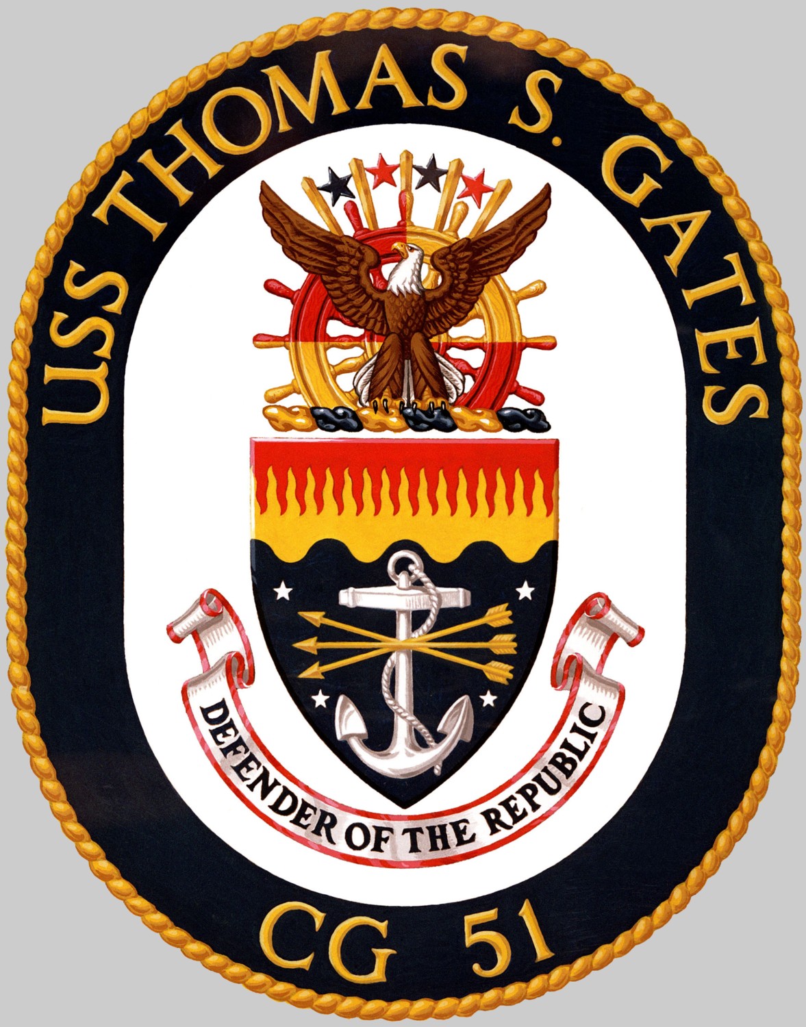 cg-51 uss thomas s. gates insignia crest patch badge ticonderoga class guided missile cruiser us navy 03c