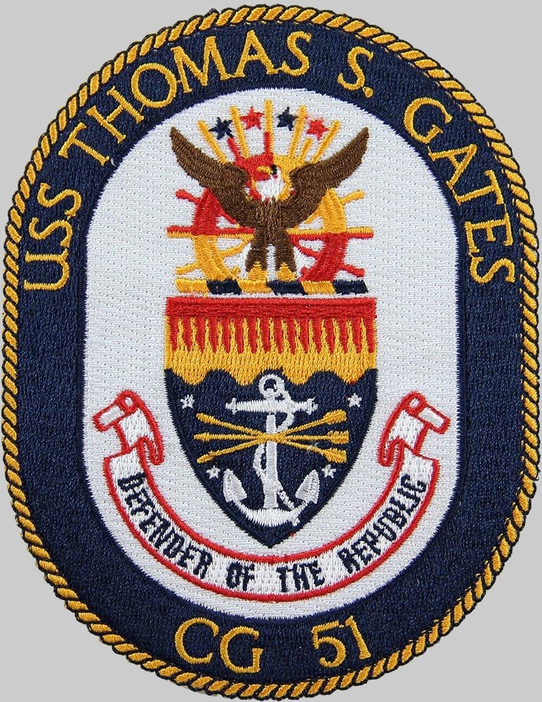 cg-51 uss thomas s. gates insignia crest patch badge ticonderoga class guided missile cruiser us navy 02p
