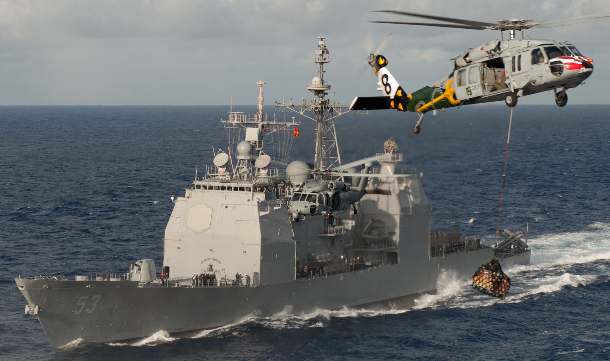 cg-53 uss mobile bay ticonderoga class guided missile cruiser aegis us navy mh-60s seahawk 55