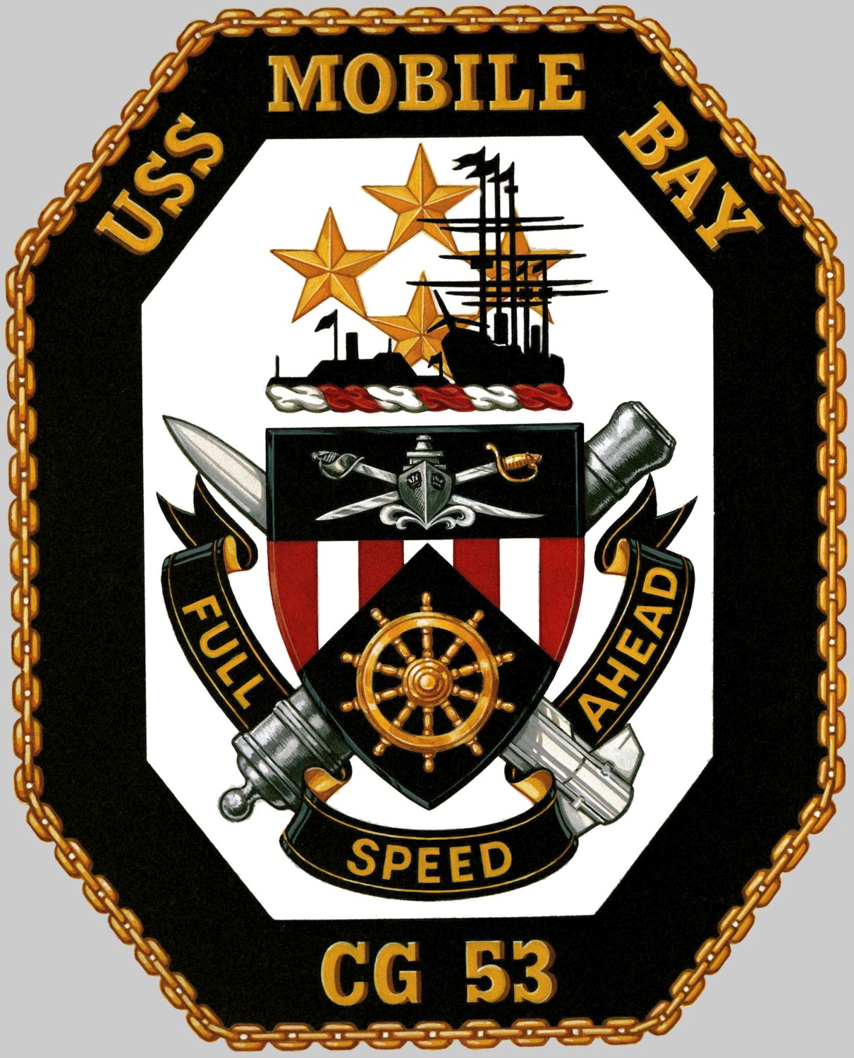 cg-53 uss mobile bay insignia crest patch badge ticonderoga class guided missile cruiser aegis us navy 03c