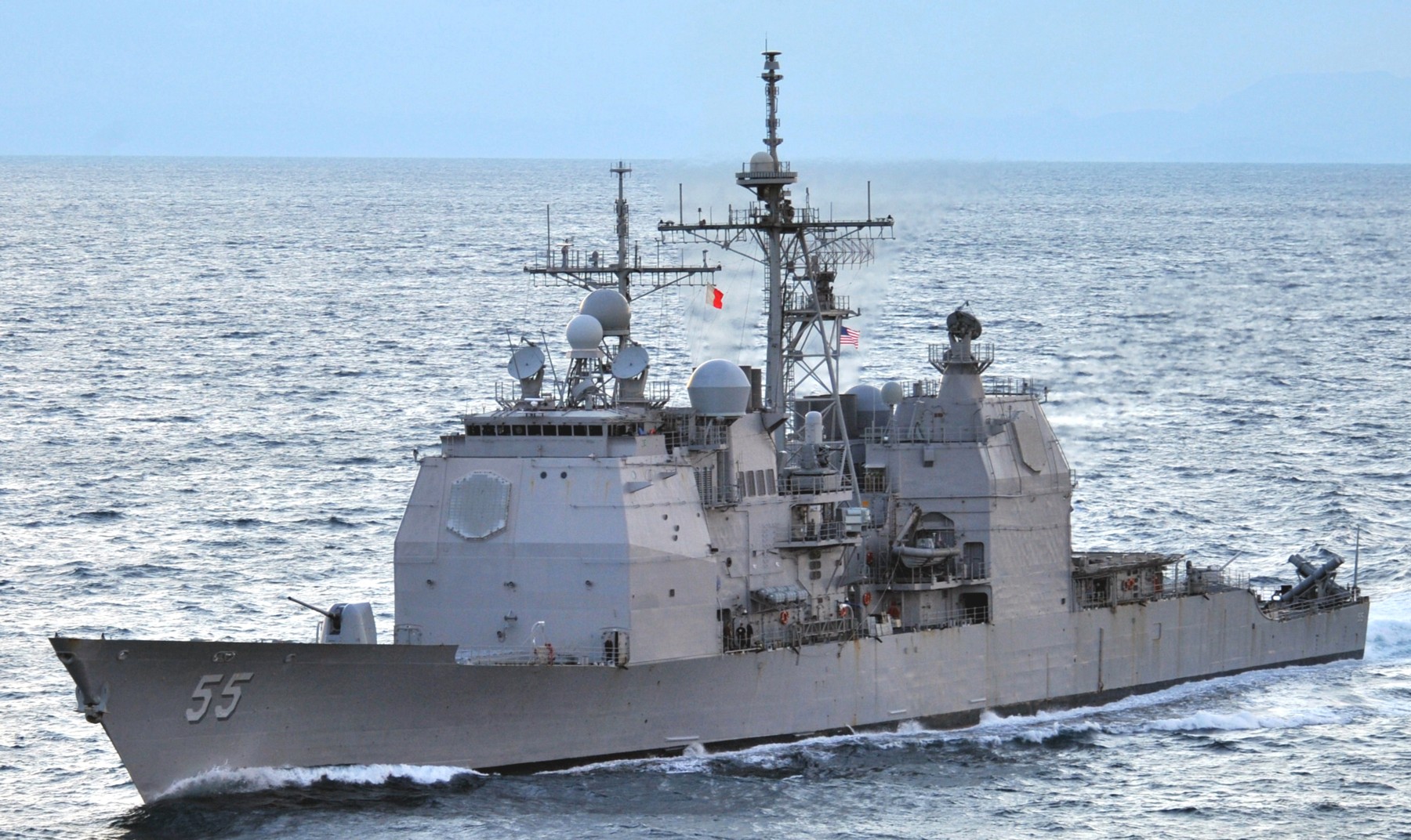 cg-55 uss leyte gulf ticonderoga class guided missile cruiser aegis us navy strait of gibraltar 34