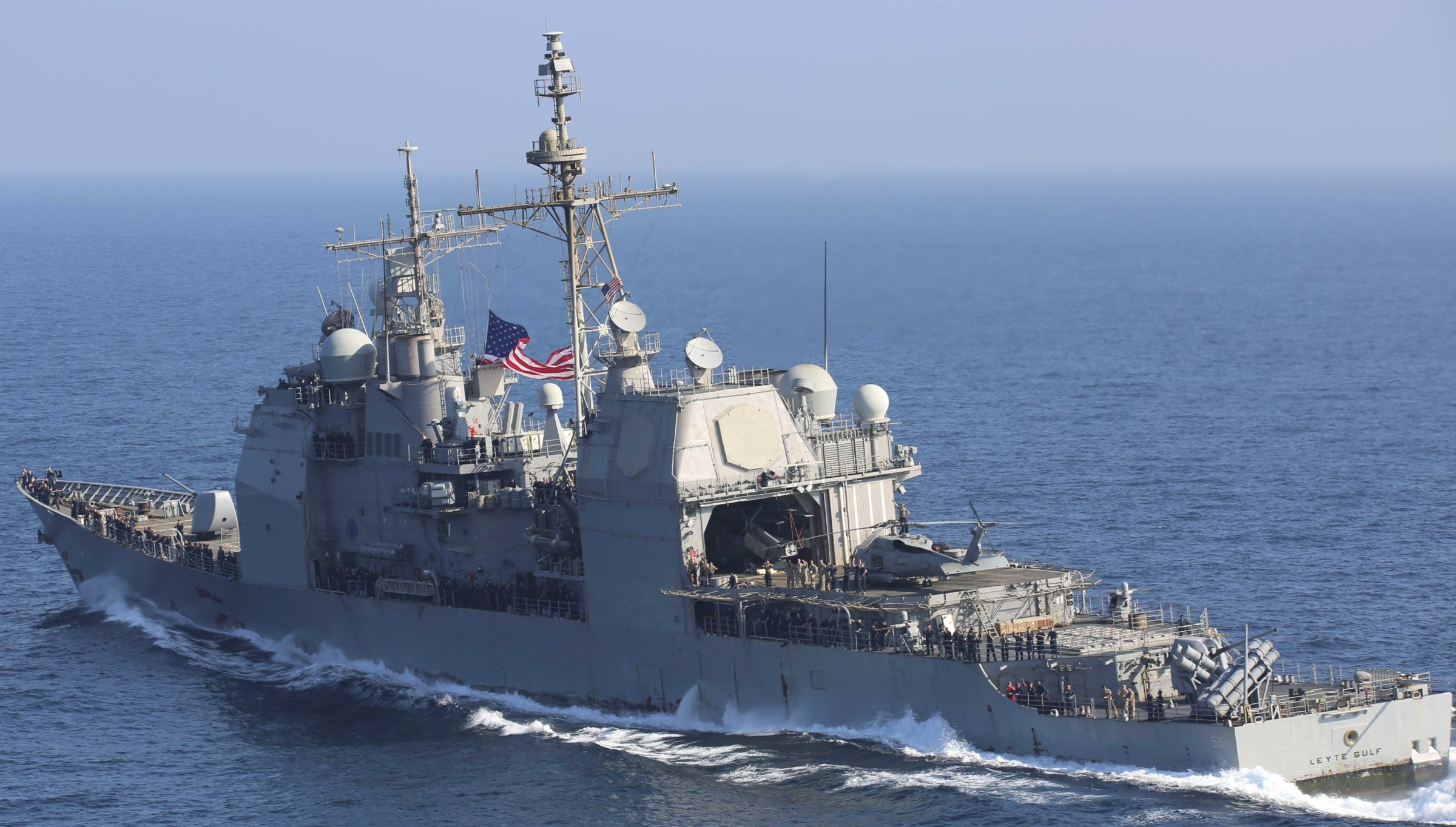 cg-55 uss leyte gulf ticonderoga class guided missile cruiser aegis us navy arabian sea 72