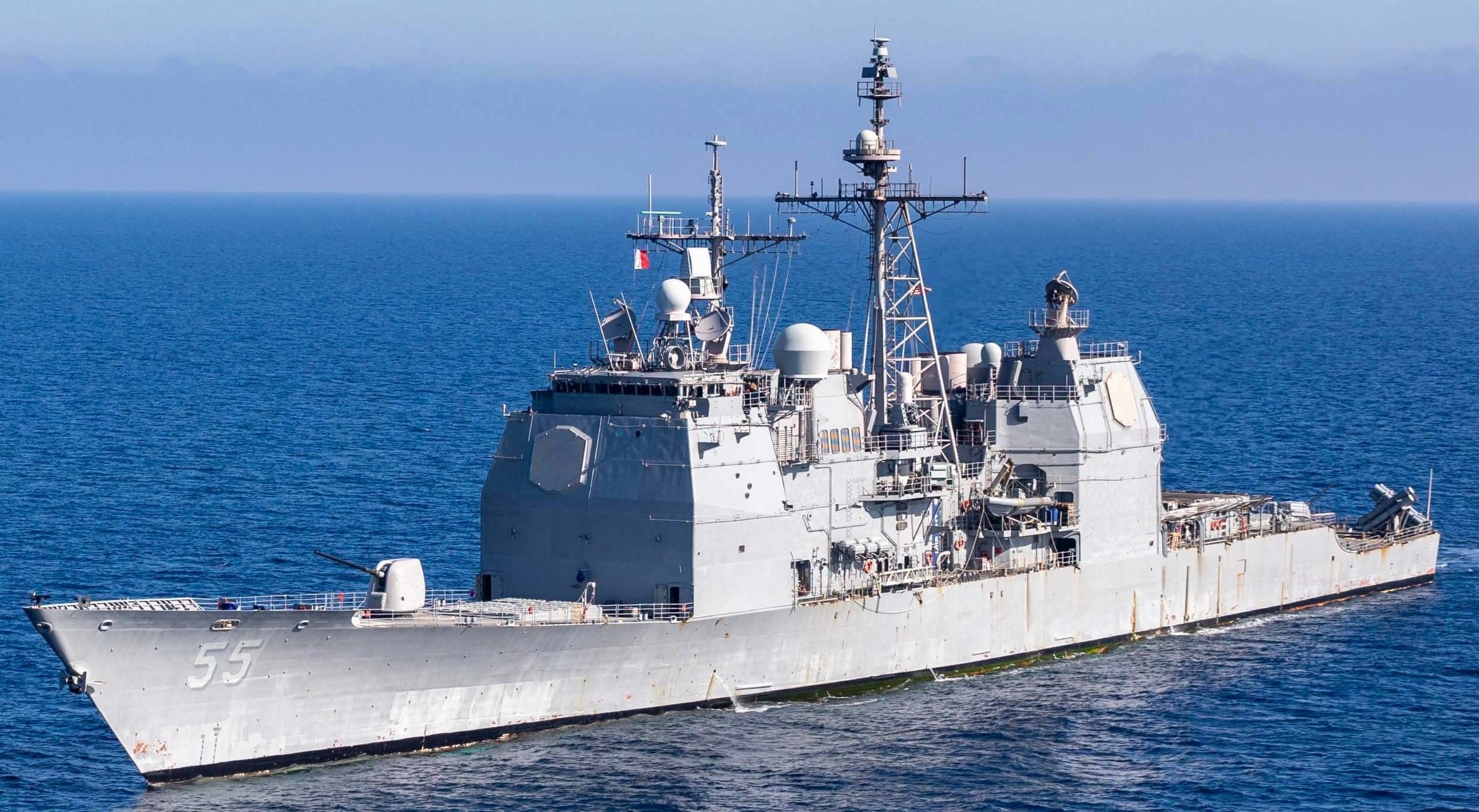 cg-55 uss leyte gulf ticonderoga class guided missile cruiser aegis us navy ionian sea 83
