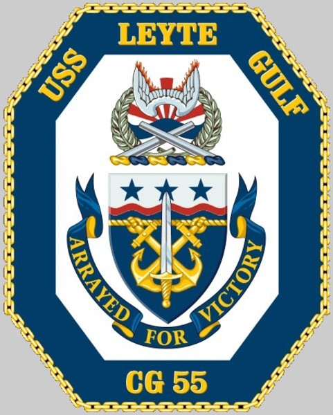 cg-55 uss leyte gulf insignia crest patch badge ticonderoga class guided missile cruiser aegis us navy 02x