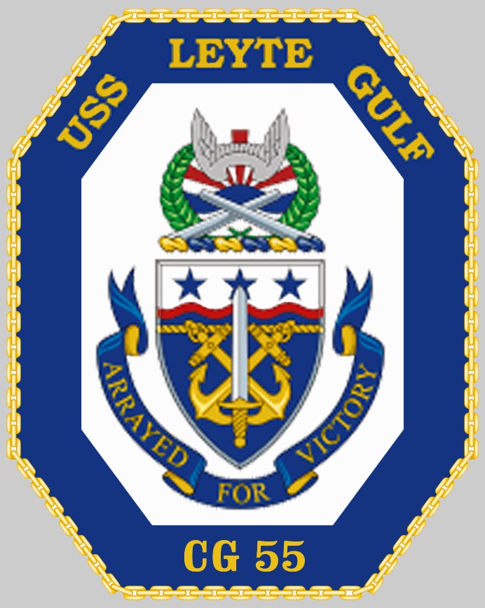 cg-55 uss leyte gulf insignia crest patch badge ticonderoga class guided missile cruiser aegis us navy 03c
