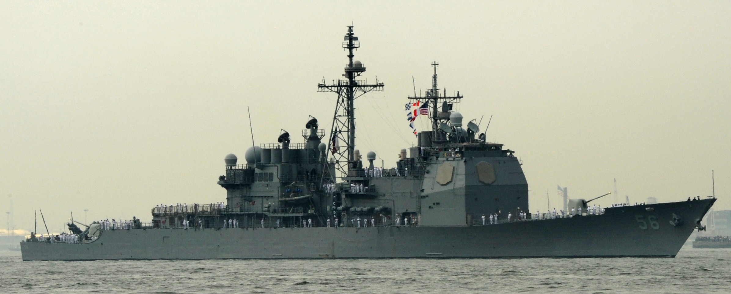 cg-56 uss san jacinto ticonderoga class guided missile cruiser aegis us navy new york fleet week 2012