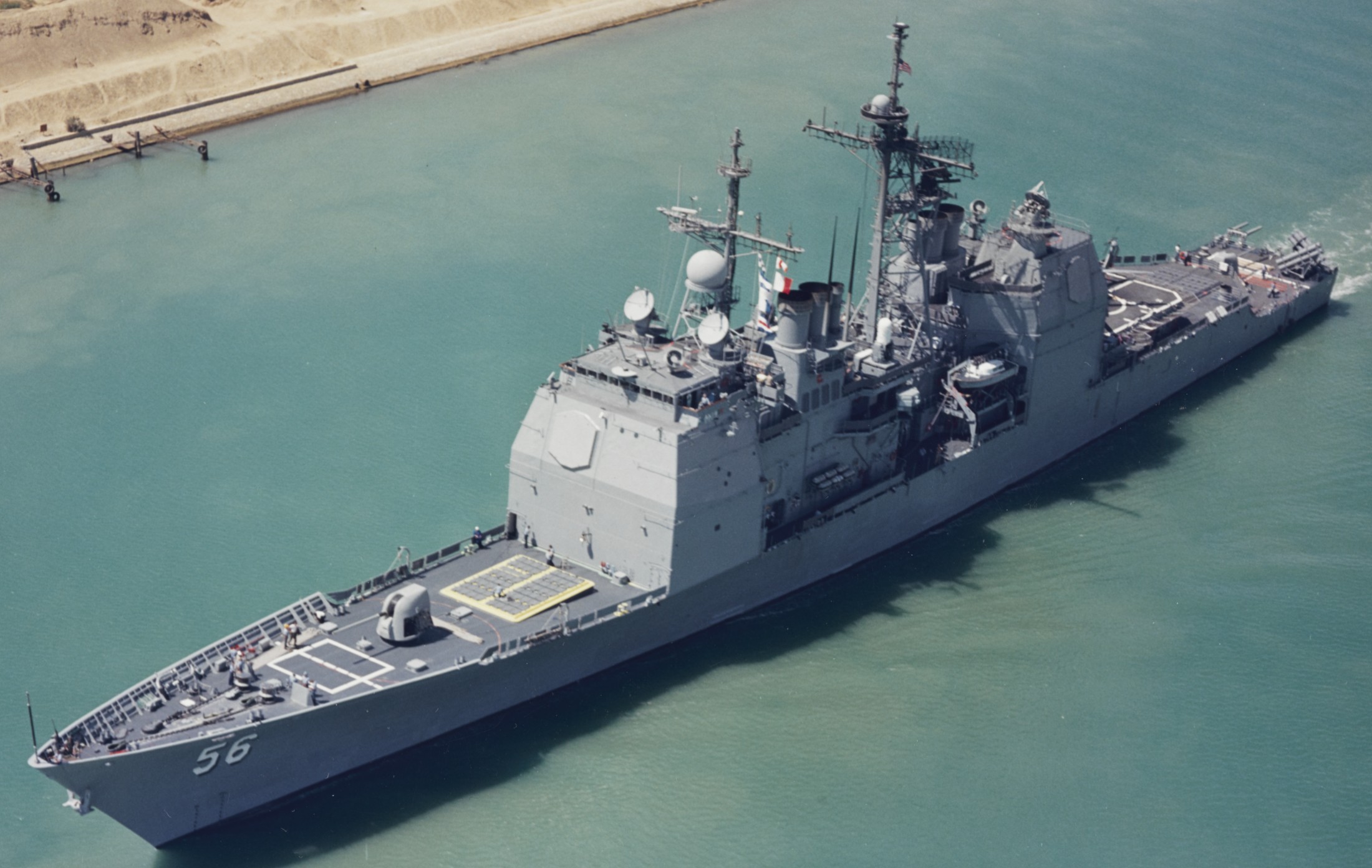 cg-56 uss san jacinto ticonderoga class guided missile cruiser aegis us navy suez canal 1990