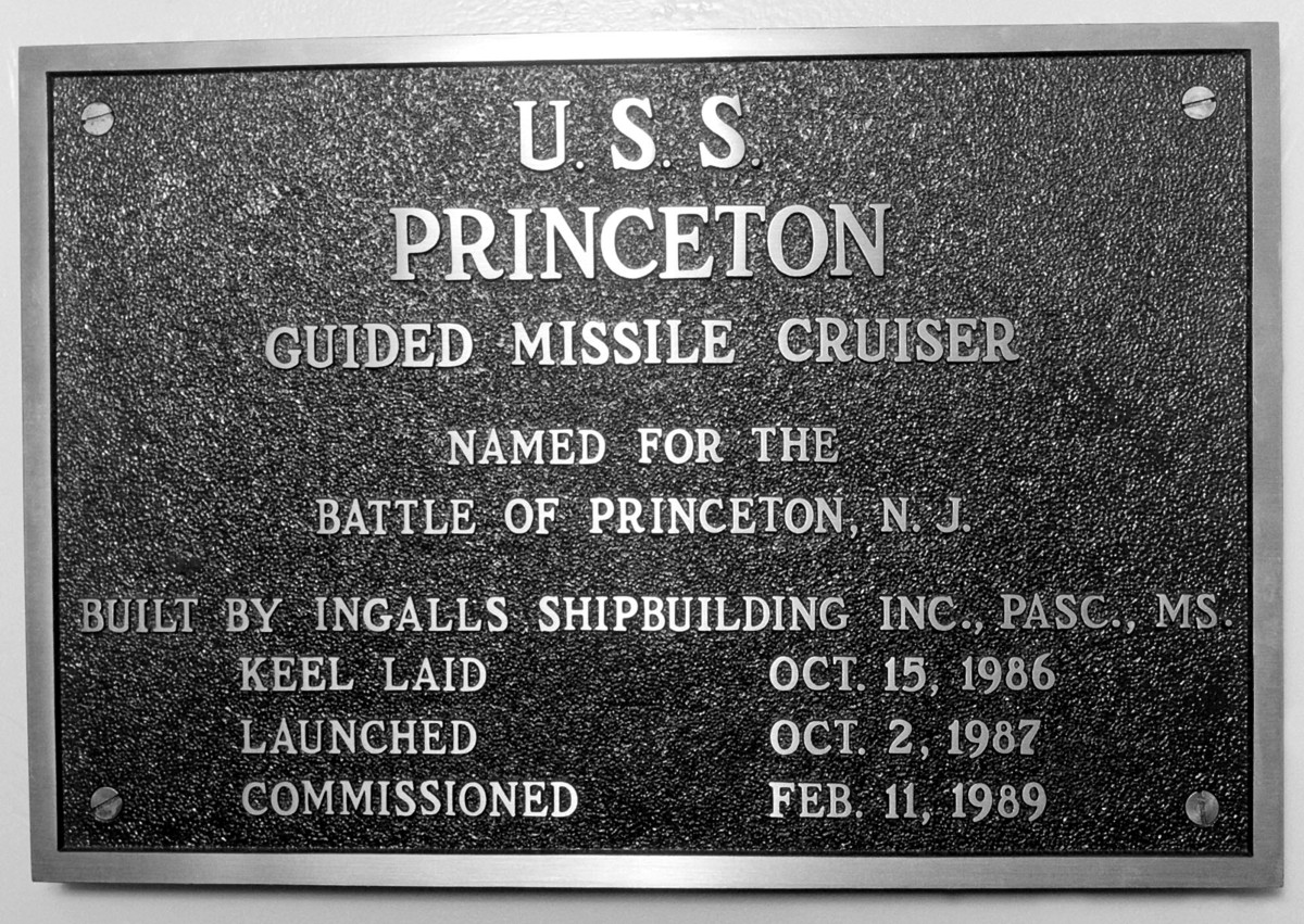 cg-59 uss princeton ticonderoga class guided missile cruiser aegis us navy 130 data plaque