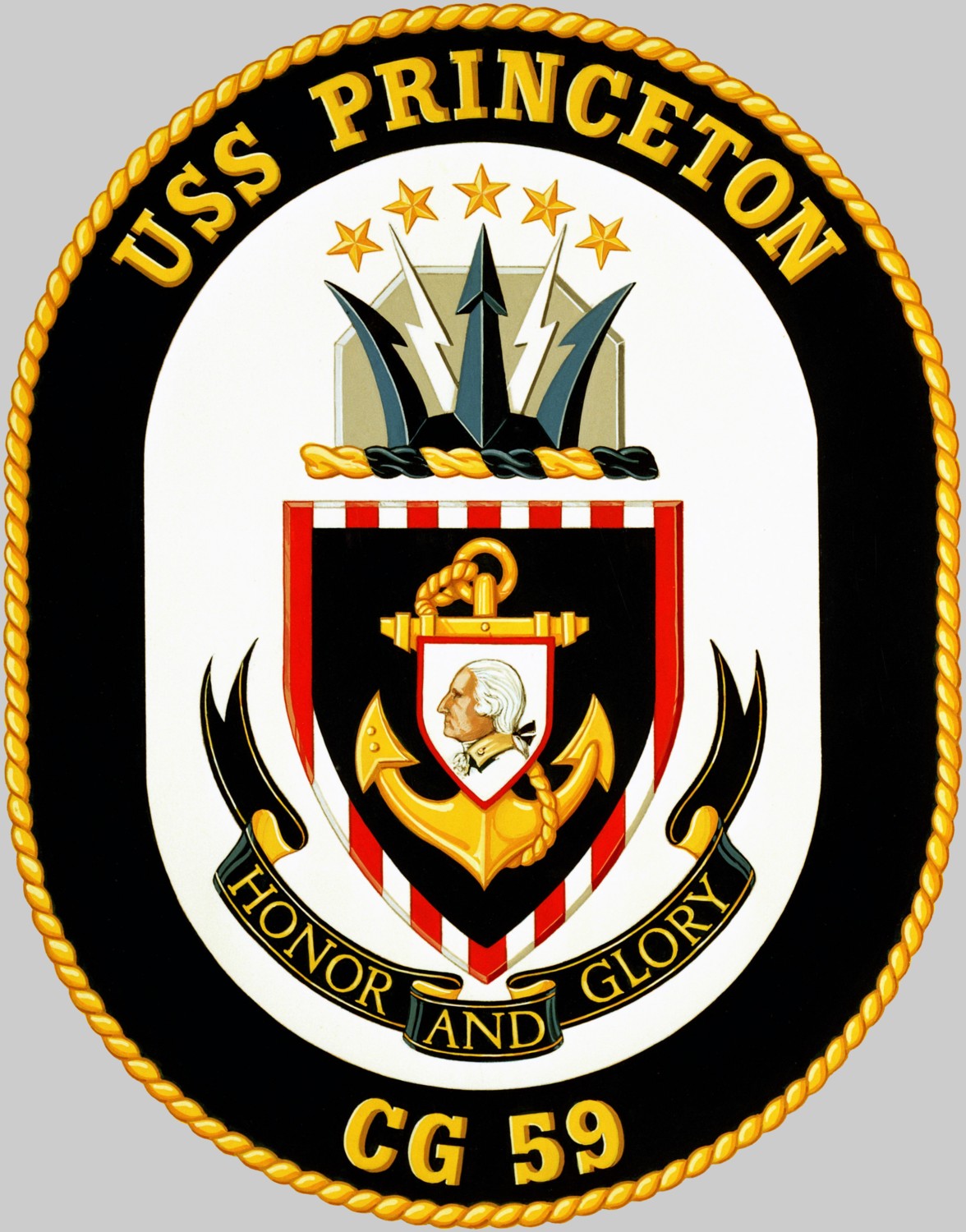 cg-59 uss princeton insignia crest patch badge ticonderoga class guided missile cruiser aegis us navy 04c