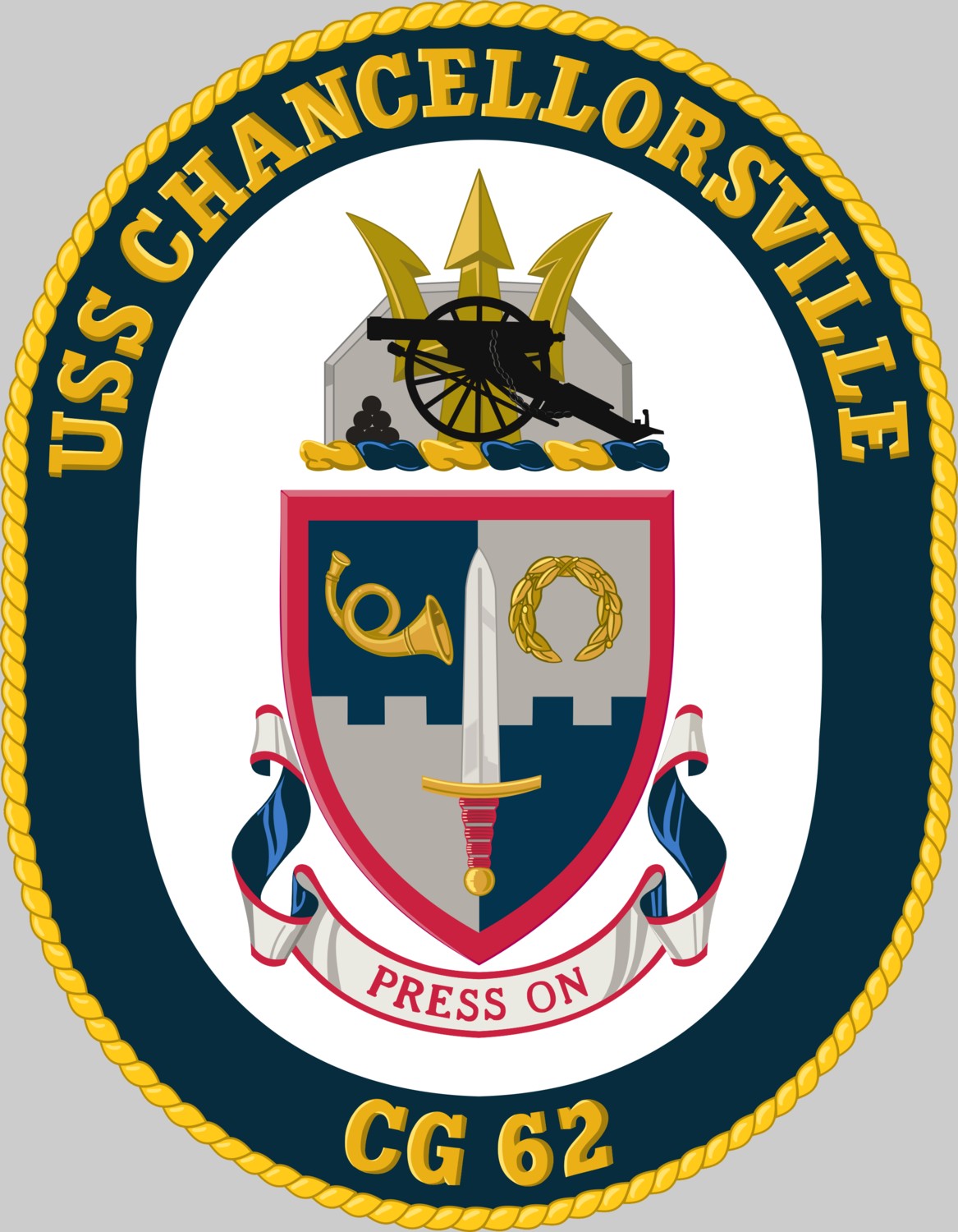 cg-62 uss chancellorsville insignia crest patch badge ticonderoga class guided missile cruiser aegis us navy 02c