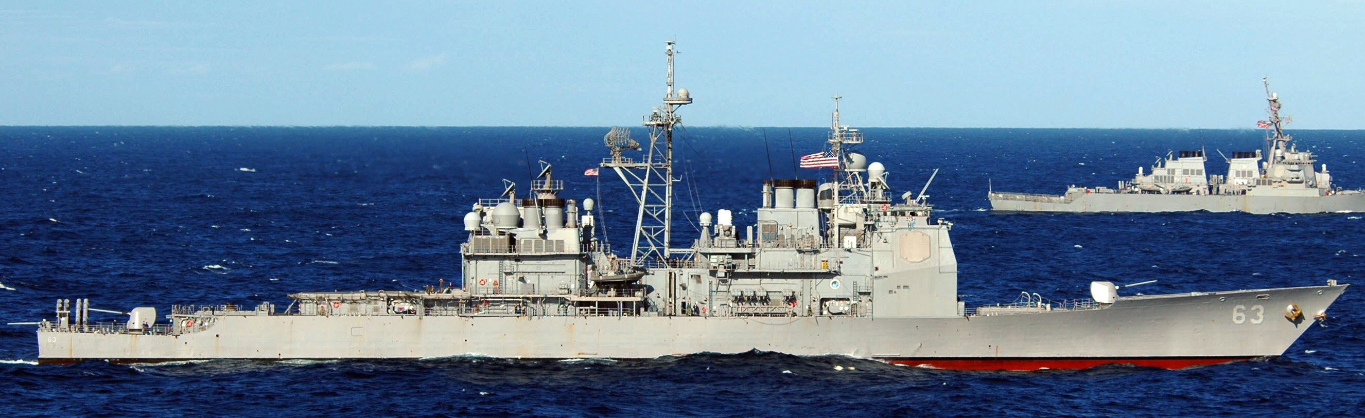 cg-63 uss cowpens ticonderoga class guided missile cruiser aegis us navy coral sea 18