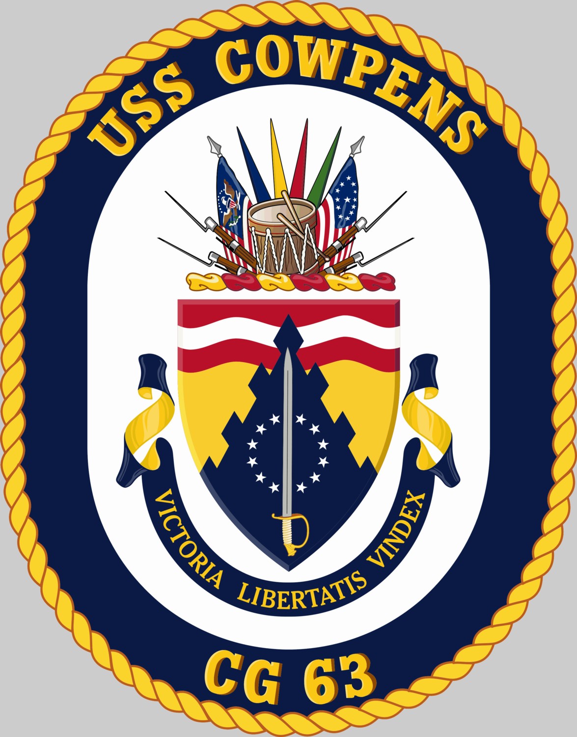 cg-63 uss cowpens insignia crest patch badge ticonderoga class guided missile cruiser aegis us navy 02x