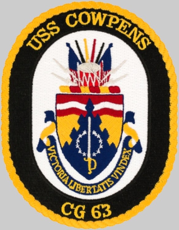 cg-63 uss cowpens insignia crest patch badge ticonderoga class guided missile cruiser aegis us navy 02p